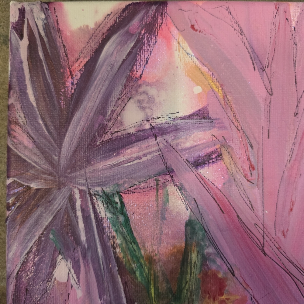 HANDCRAFTED Abstact Floral Painting HANDPAINTED & HANDMADE Contemporary Wall Art - Picture 4 of 16